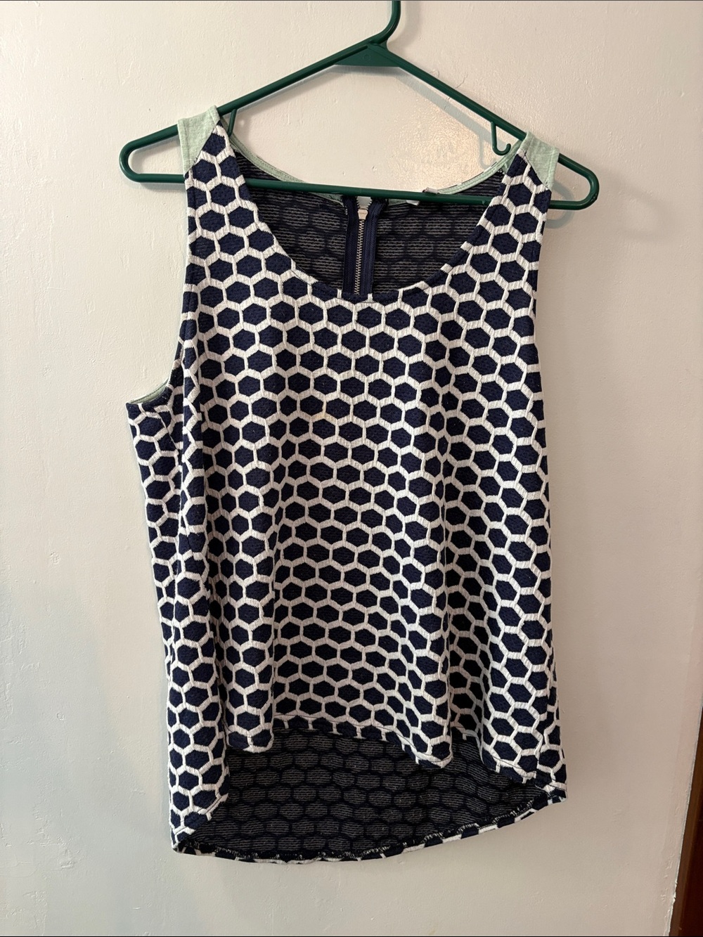 Pixley Navy and White Honeycomb Tank with Mint Trim Size Medium